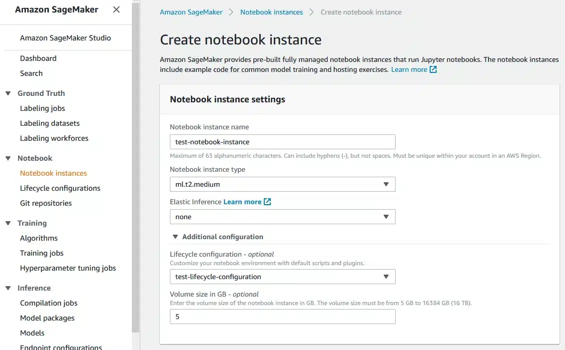 Create notebook instance