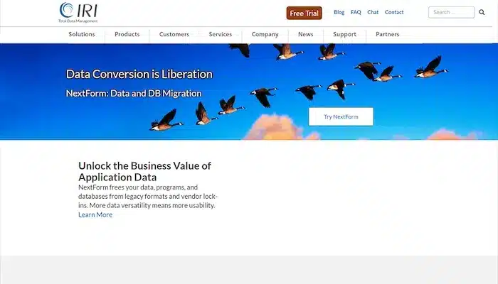 IRI NextForm can migrate, reformat, convert, replicate data with their tools