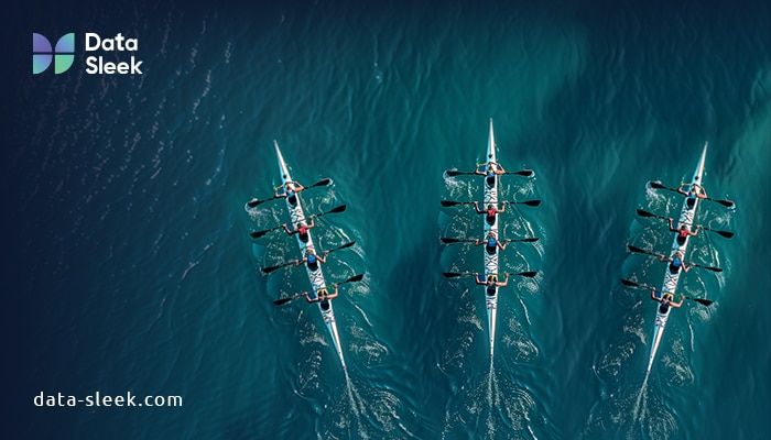 How to create a data strategy (How to start data strategy) - Rowers in a Boat Paddling in Different Directions